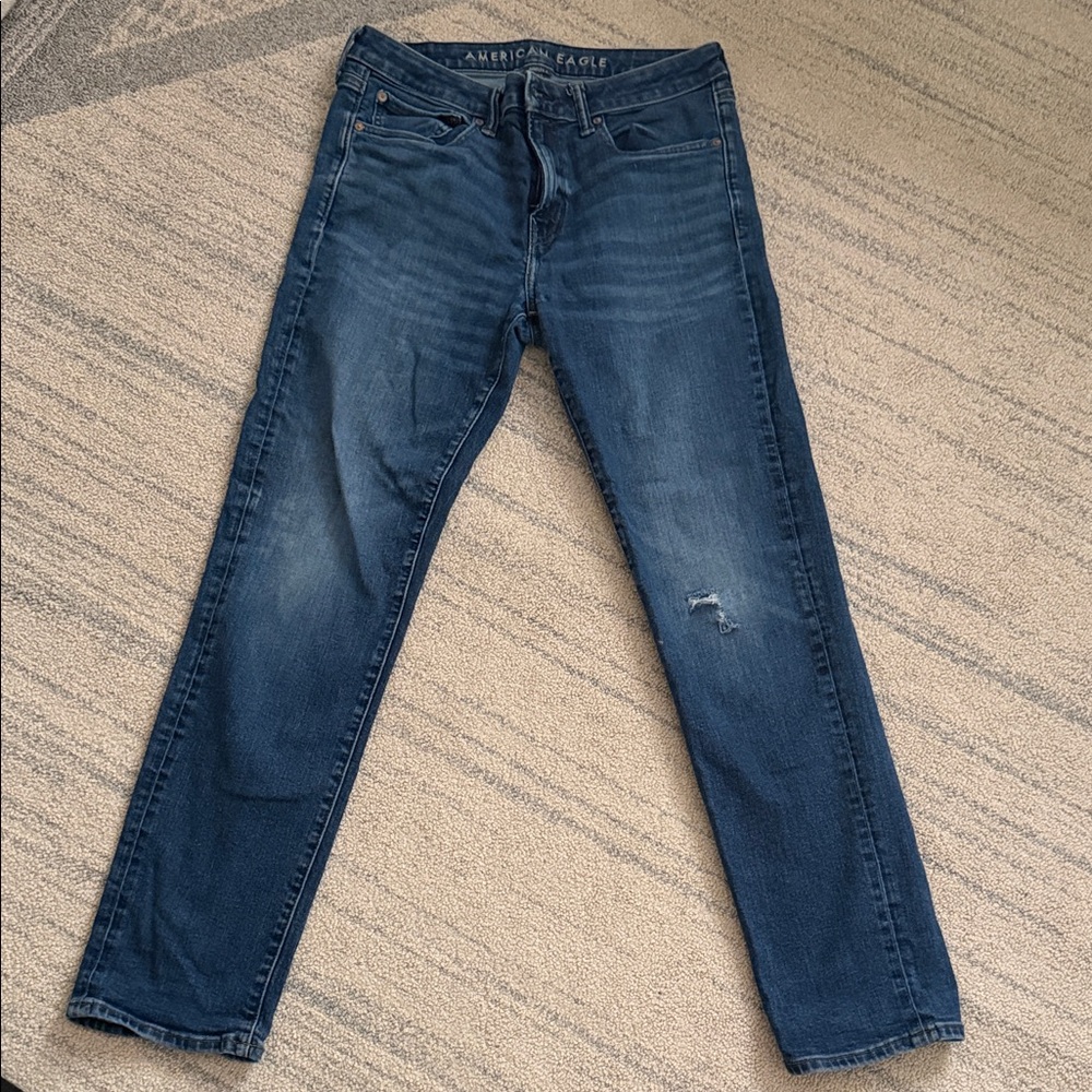 American Eagle Outfitters Men's Dark Blue Skinny Jeans